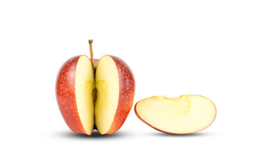 Naklejka na ściany i meble Red apple sliced on white background, isolated and clipping path