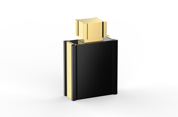 Black perfume bottle mockup on isolated white background, 3d illustration