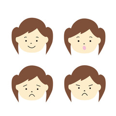 女の子の顔の表情イラストセット