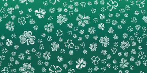 Collection of Clover, Patrick's day.  Hand-drawn style. Vector illustration.