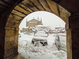 Great snowfall in Espinosa de los Monteros, Spain