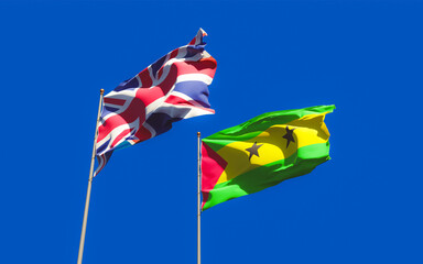 Flags of Sao Tome and Principe and UK British.