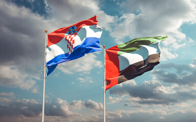 Flags of UAE Arab Emirates and Croatia.