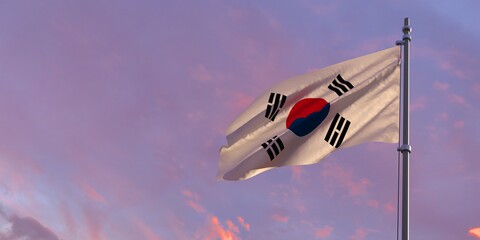 3d rendering of the national flag of the South Korea
