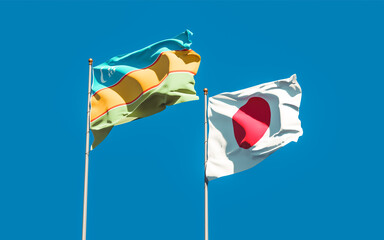 Flags of Karakalpakstan and Japan.