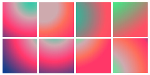 Fototapeta premium Set of vector gentle pastel simple trendy gradients. 2021 collection of modern colors. Palette for decoration and design. Isolated palettes. Stretching color. Red, orange, light blue, blue, turquoise