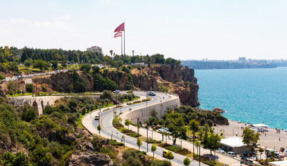 The central beach of Konyaalti in Antalya, Turkey. (Konyaalti beach)