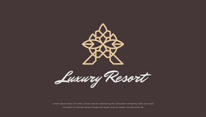 Luxury Abstract Logo with Linear Style. Usable for Hotel, Resort, Spa, Jewelry and Beauty Logos. Flat Vector Logo Design Template Element