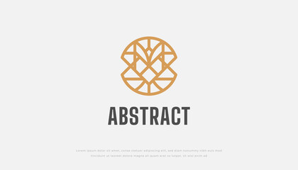 Abstract Luxury Logo with Linear Style Isolated on White Background. Usable for Hotel, Resort, Spa, Jewelry and Beauty Logos. Flat Vector Logo Design Template Element