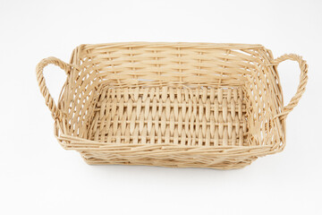 a rattan basket isolated on white background