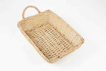 a rattan basket isolated on white background