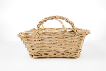 Fototapeta na wymiar a rattan basket isolated on white background