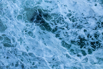 beautiful, blue sea with big waves in a storm on the journey