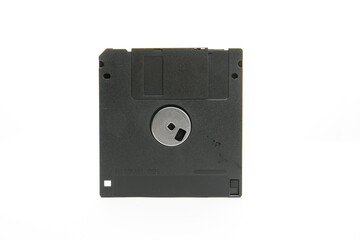 Malaysia, January 2021: a black floppy disk isolated on white background