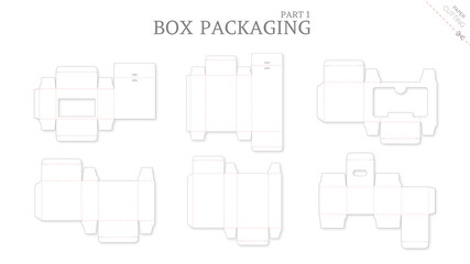 Box packaging and mockup die cut template