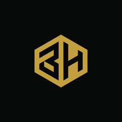 Initial letter BH hexagon logo design vector