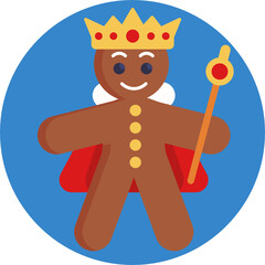 Gingerbread man holiday biscuit or cookie flat color vector icon for food apps and websites