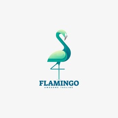 Vector Logo Illustration Flamingo Gradient Colorful Style.