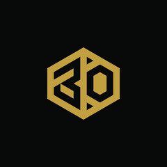 Initial letter BO hexagon logo design vector