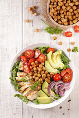 buddha bowl with chicken and vegetable salad