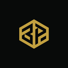 Initial letter BP hexagon logo design vector