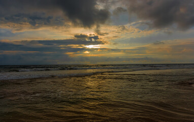 Naklejka premium Sunset on the Indian ocean Sri Lanka Hikkaduwa