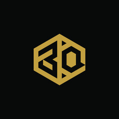 Initial letter BQ hexagon logo design vector