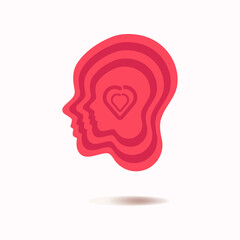 Heart sign in head. Valentine day concept graphic design vector illustration