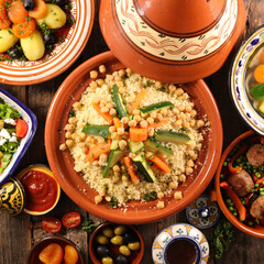selection of moroccan dish- top view