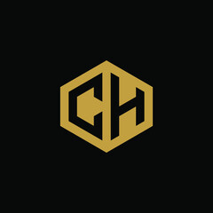 Initial letter CH hexagon logo design vector