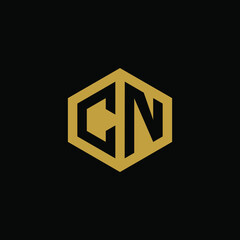 Initial letter CN hexagon logo design vector