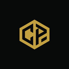 Initial letter CP hexagon logo design vector