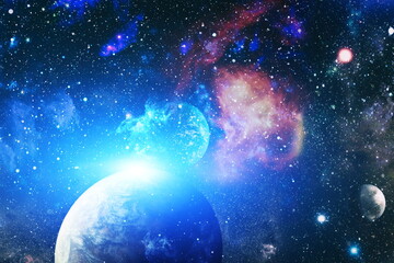 Incredibly beautiful galaxy in outer space. Nebula night starry sky in rainbow colors. Multicolor...