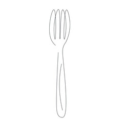 Fork silhouette line drawing, vector illustration
