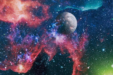 planets, stars and galaxies in outer space showing the beauty of space exploration. Elements...