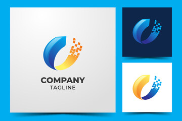 Abstract Letter U and Arrow Logo