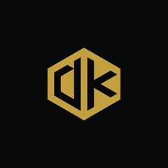 Initial letter DK hexagon logo design vector