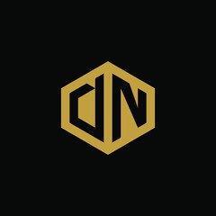 Initial letter DN hexagon logo design vector