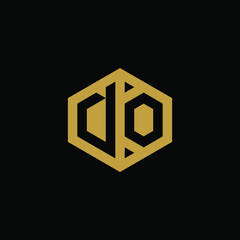 Initial letter DO hexagon logo design vector