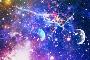 planets, stars and galaxies in outer space showing the beauty of space exploration. Elements...