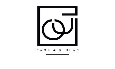 OJ, JO, O, J abstract letters logo monogram
