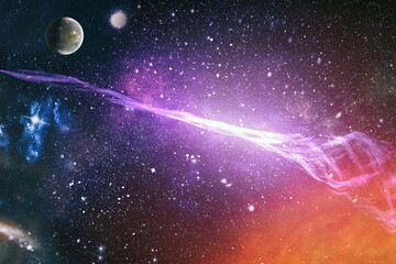 Incredibly beautiful galaxy in outer space. Nebula night starry sky in rainbow colors. Multicolor...