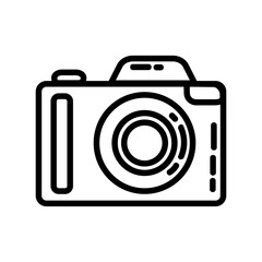 Camera flat line icon. Photo camera element vector stock isolated image on white background. Glyph pictogram for web, mobile, infographics