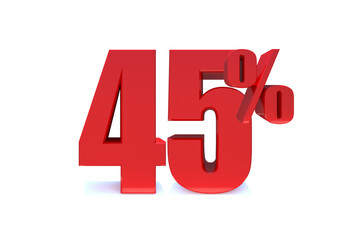 Obraz premium 45 Percent off 3d Sign on White Background, Special Offer 45% Discount Tag, Sale Up to 45 Percent Off,big offer, Sale, Special Offer Label, Sticker, Tag, Banner, Advertising, offer. 