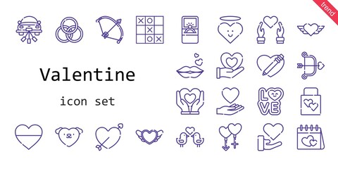 valentine icon set. line icon style. valentine related icons such as love, couple, wedding gift, engagement ring, bow, kiss, heart, cupid, wedding car, rings, love birds