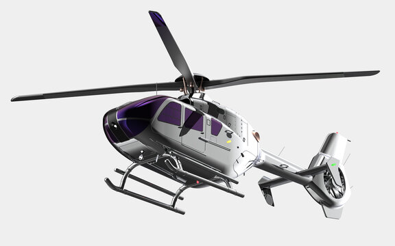Modern helicopter isolated on background. Civil aircraft used for transport. 3d rendering - illustration