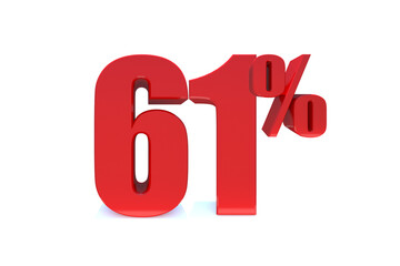 61 Percent off 3d Sign on White Background, Special Offer 61% Discount Tag, Sale Up to 61 Percent Off,big offer, Sale, Special Offer Label, Sticker, Tag, Banner, Advertising, offer. 