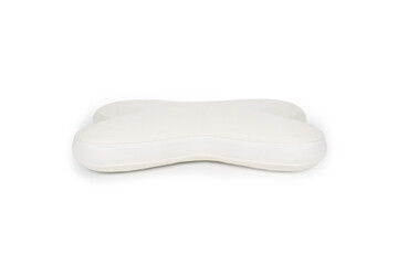 Orthopedic Pillow with a Memory Effect. Medical treatment pillow for sleep. Comfort Memory Pillow under the head with a recess under the shoulder isolated on white background. Sleeping Support Pillow
