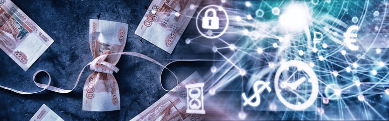 Naklejka premium Business concept. The depreciation of the national currency. Bill with the inscription 