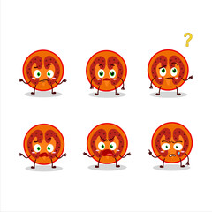 Cartoon character of slice of tamarillo with what expression